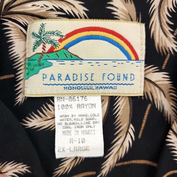 Paradise Found Hawaiian Shirt Palm Trees Vintage Honolulu Made USA Men's 2XL - Picture 3 of 12